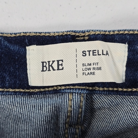 BKE Stella Low Rise Flare Distressed Jeans Dark Wash 27x33.5 Slim Fit - Picture 7 of 9